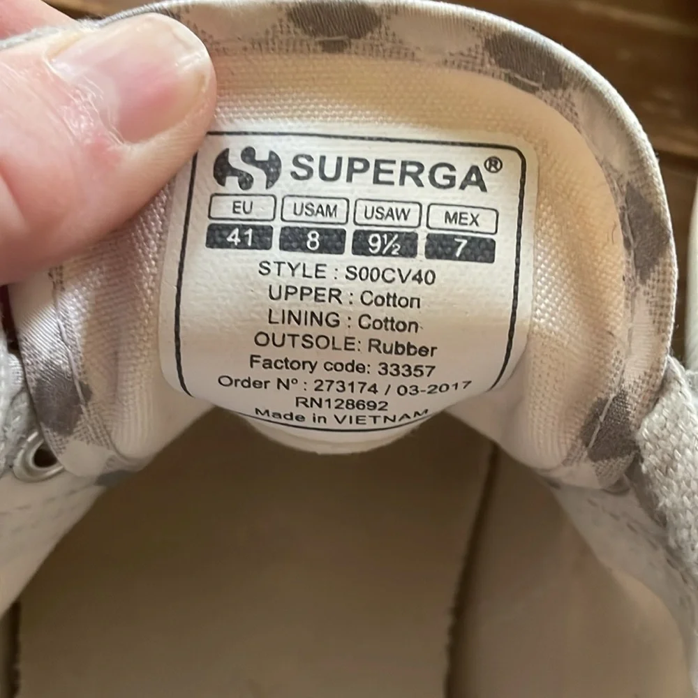 Superga Gray Gingham Cotu Classic Sneaker Size 41
